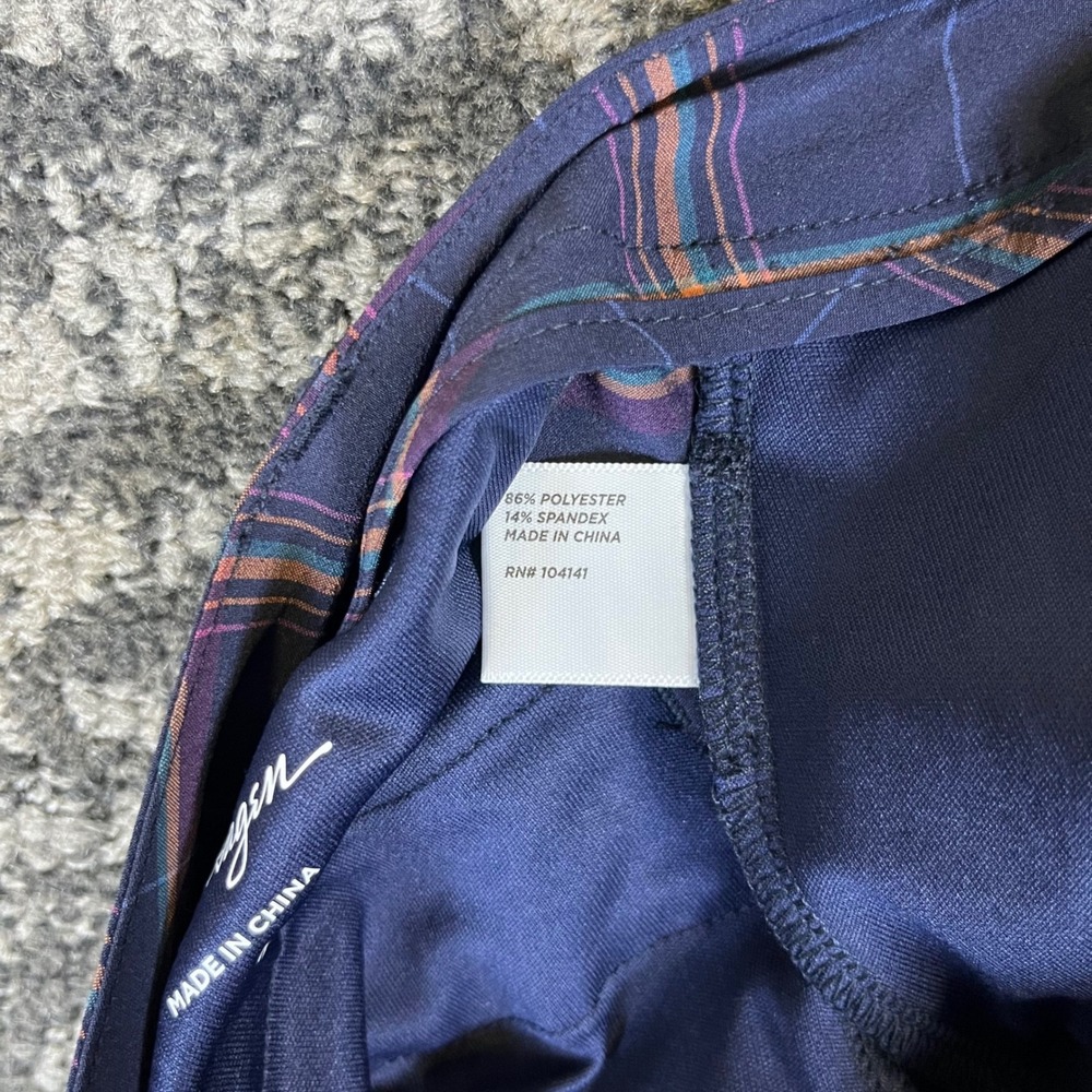 Walter Hagen Golf Pants Womens 2 Navy Blue Plaid Stretch Trousers 965 - Picture 5 of 8